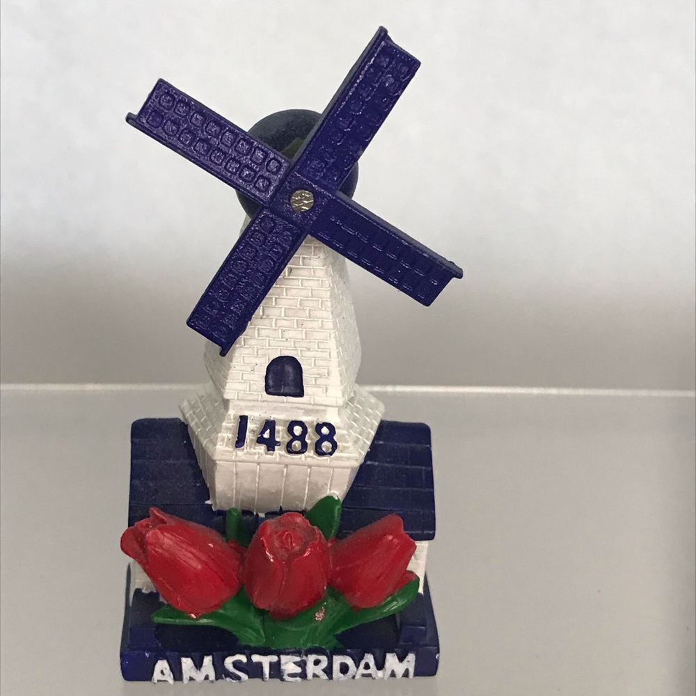 FRIDGE MAGNET SOUVENIR AMSTERDAM NETHERLANDS Spinning WINDMILL